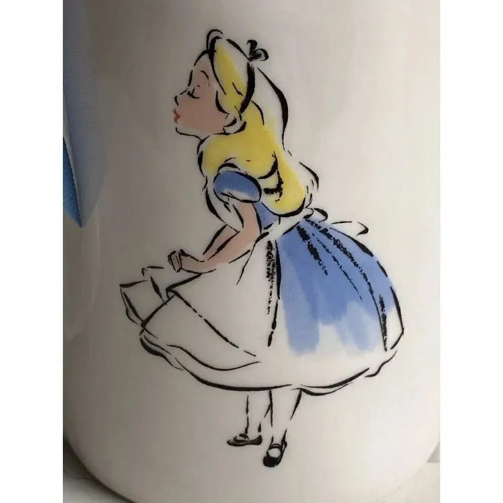 RAE DUNN Disney ALICE IN WONDERLAND “MAD TEA PARTY”‎ Double Sided Mug W/ Topper